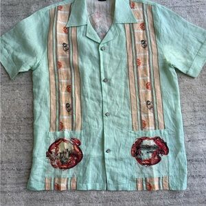 Camilla Short Sleeve Linen Cabana Shirt With Love From Türkiye NWOT sz S